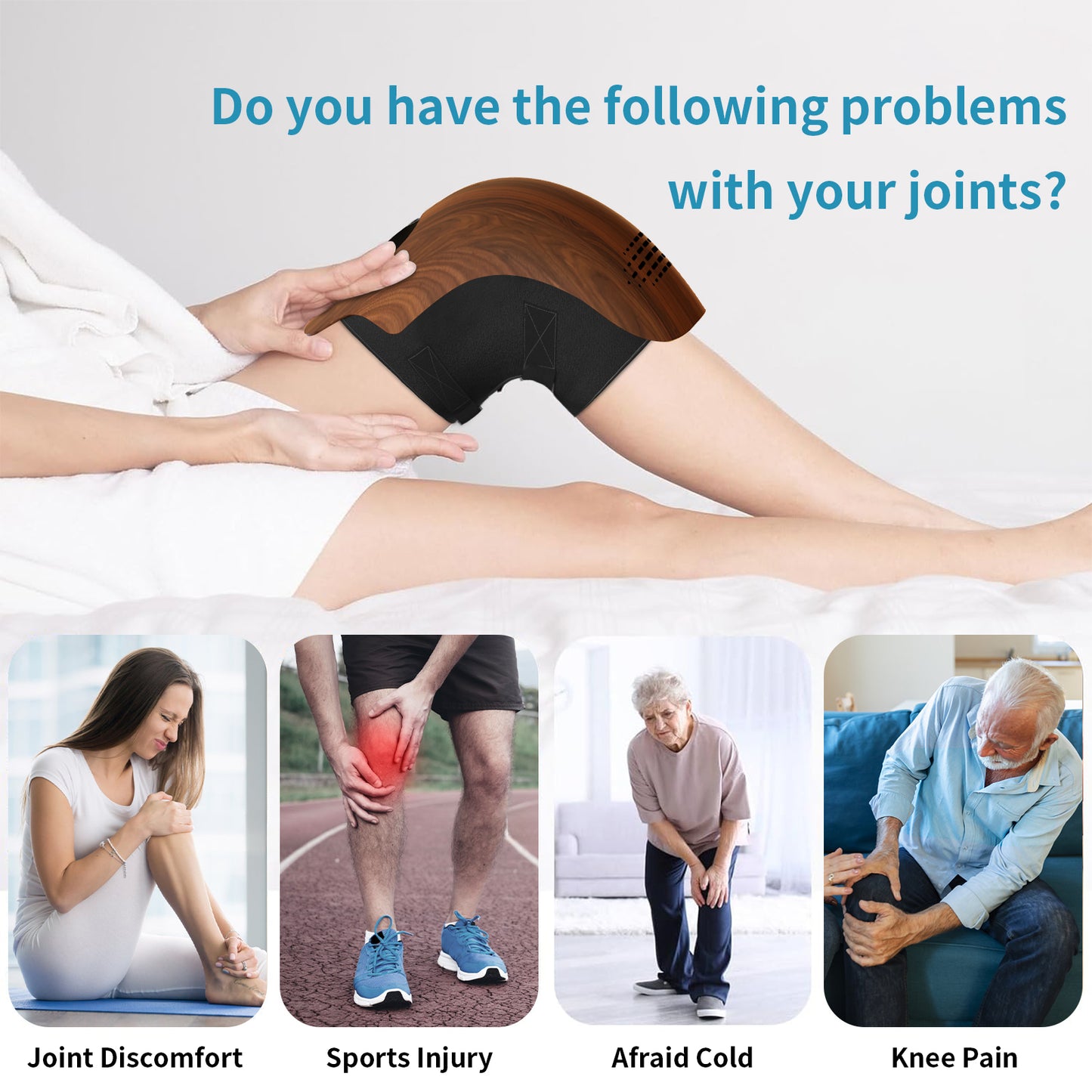 Intelligent Kneading Heating Knee Massager Rechargeable Pain Relief Infrared Laser Vibration Knee Massager