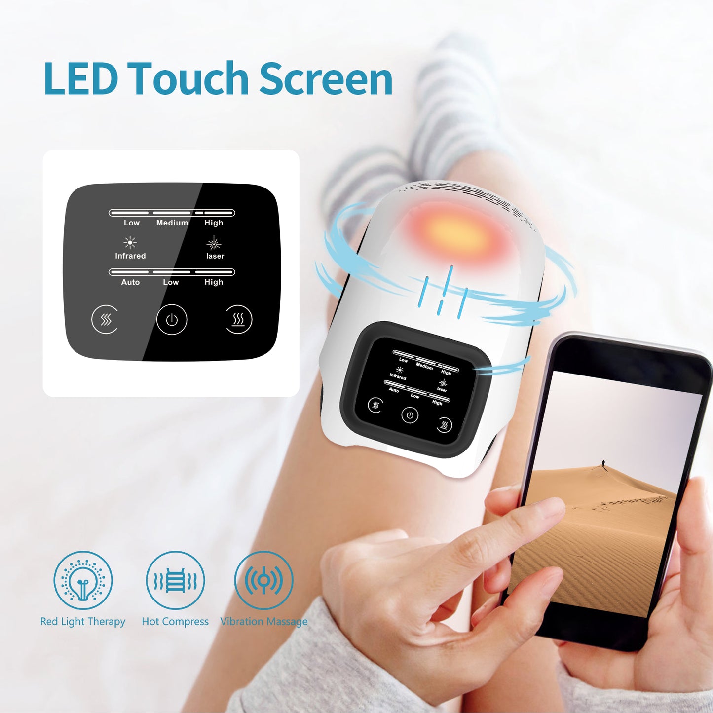 Intelligent Kneading Heating Knee Massager Rechargeable Pain Relief Infrared Laser Vibration Knee Massager